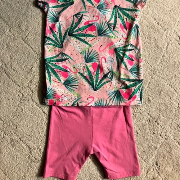 NWT!  CROWN & IVY - 2 Piece Short Set - Pink Flamingo Print - Girl's Size 5 -NEW - Picture 3 of 8